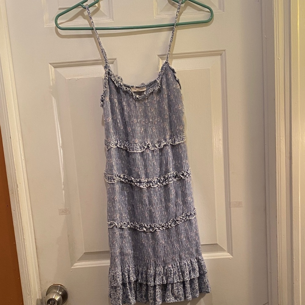 Blue Ruffled Mini Dress